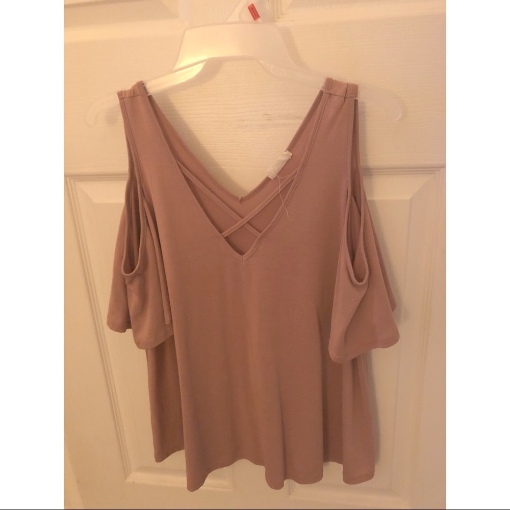 Pink Cut Off Shoulder Top